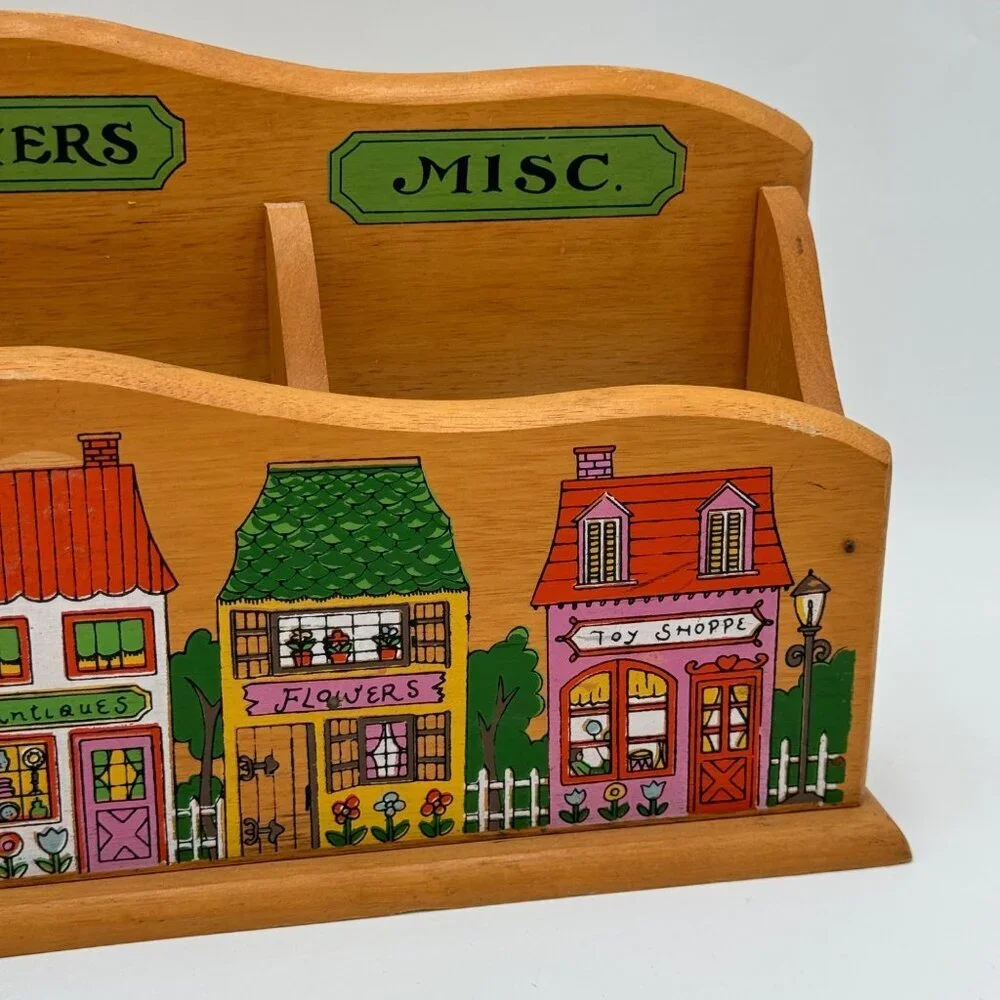 Vintage Wooden  Wall Hanging Letter Holder kitsch kitchen office